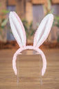 Tiara com orelha de coelho rosa - 24 cm